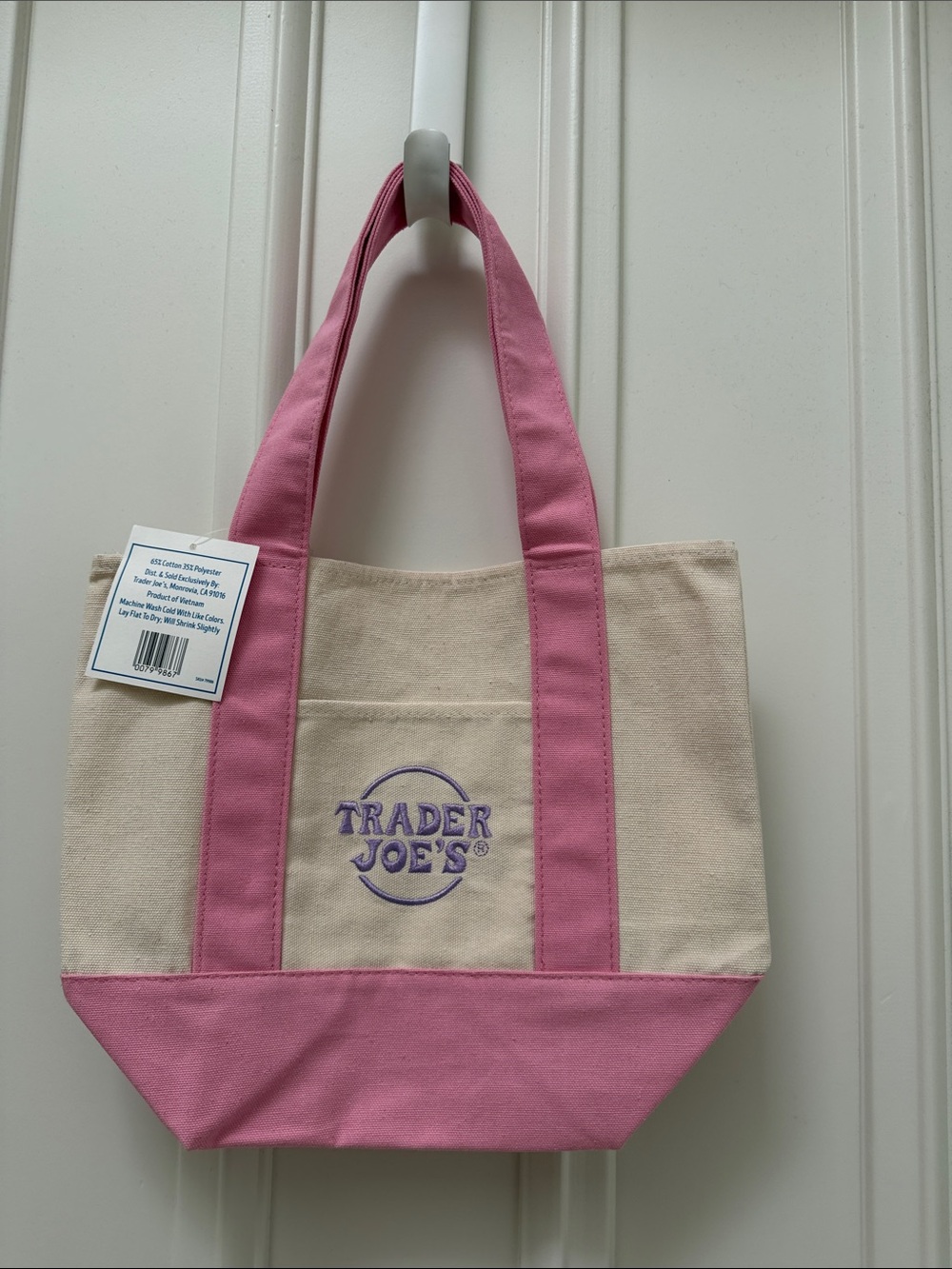 NWT Trader Joe’s Pink Mini Canvas Tote Bag